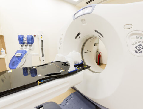 Large, round medical imaging device in a doctor's office
