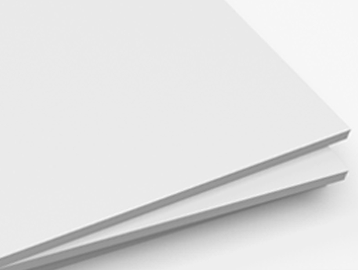 two stacked sheets of white High Impact Polystyrene