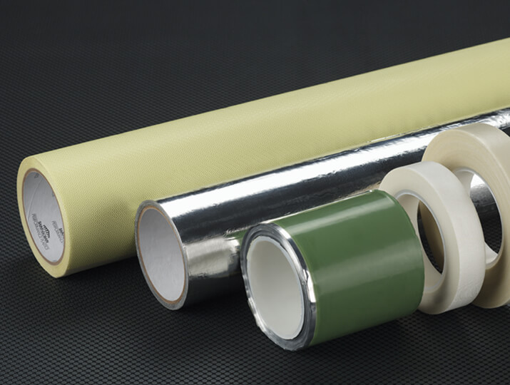 several rolls of thermal spray tapes in varying widths and color