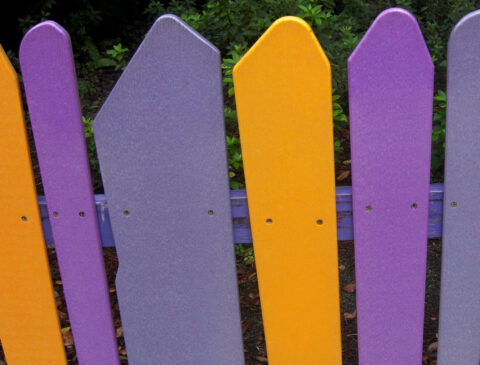 orange and purple fence pannels
