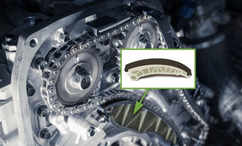 Lead screw nut consisting of a replaceable Vespel® OMA part fastened to a metal frame